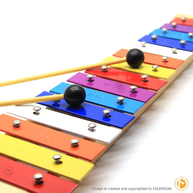 CeleMoon 15 Tone Natural Wooden Xylophone for Adults Kids Toddler with Multi-Colored Metal Bars, Music Instrument Gifts Toys for Preschool Educational Learning - Image 2